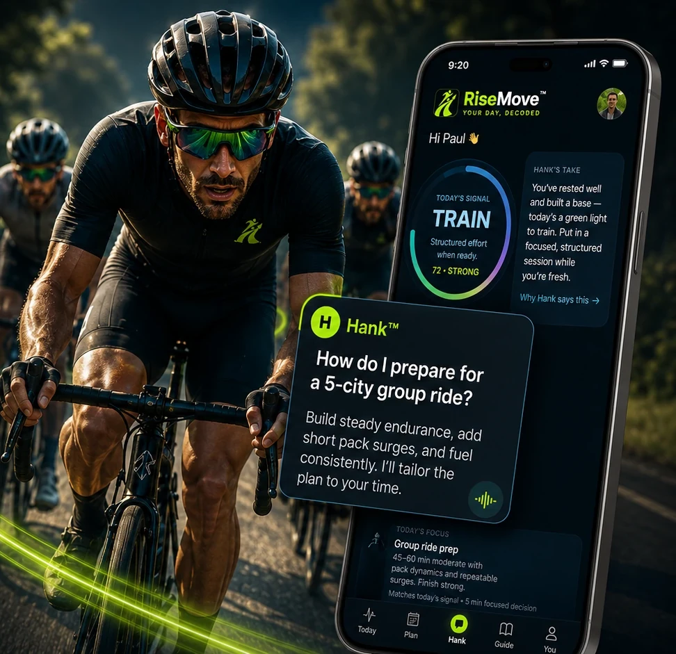 Cyclists using RiseMove training decisions